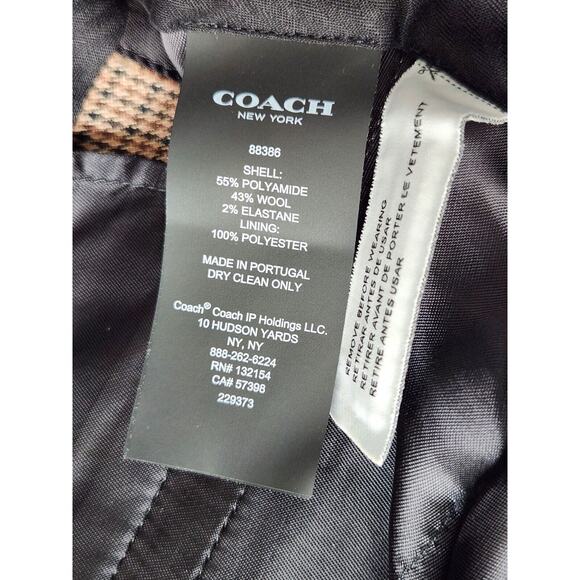 NWOT Coach Women's Brown Wool Blend Check Trousers Pants Size 0 - Picture 5 of 10